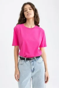 DeFacto Regular Fit Crew Neck Short Sleeve 100% Cotton T-Shirt W9584az23sm - Image 3