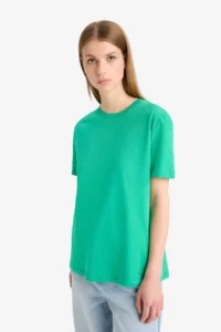 DeFacto Regular Fit Crew Neck Combed Cotton Basic Plain Short Sleeve T-Shirt - Image 3