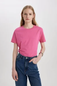 DeFacto Regular Fit Crew Neck Combed Cotton Basic Plain Short Sleeve T-Shirt W9584az24sm - Image 3