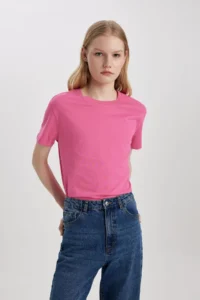 DeFacto Regular Fit Crew Neck Combed Cotton Basic Plain Short Sleeve T-Shirt W9584az24sm - Image 4