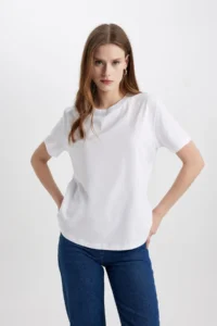 DeFacto Regular Fit Crew Neck Combed Cotton Basic Short Sleeve T-Shirt W9584az24sm
