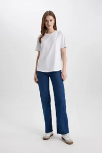 DeFacto Regular Fit Crew Neck Combed Cotton Basic Short Sleeve T-Shirt W9584az24sm - Image 2