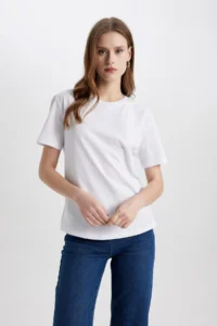 DeFacto Regular Fit Crew Neck Combed Cotton Basic Short Sleeve T-Shirt W9584az24sm - Image 3