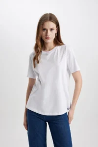 DeFacto Regular Fit Crew Neck Combed Cotton Basic Short Sleeve T-Shirt W9584az24sm - Image 4