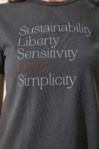 Happiness İstanbul Women Smoke Gray Printed 100% Cotton Knitting T-Shirt - Image 5