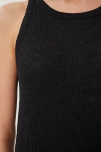 Happiness İstanbul Women Black Basic Ribbed Midi Knitting Dress - Image 4