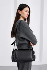 Shule Bags Barenia Retro Crossbody Bag Black - Image 2