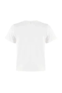 TRENDYOLMİLLA Ecru Regular/Normal Pattern Short Sleeve Embroidered Tok 100% Cotton Knitting T-Shirt - Image 7