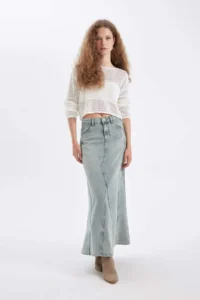 DeFacto Fashion Fit with pocket Jeans Maxi Skirt - Image 2