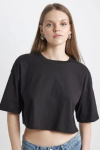 DeFacto Cool Loose Fit Crew Neck Basic Plain Short Sleeve T-Shirt X2381az24sm