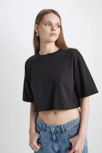DeFacto Cool Loose Fit Crew Neck Basic Plain Short Sleeve T-Shirt X2381az24sm - Image 5