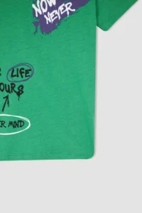 DeFacto Boy's Regular Fit Slogan Printed Crew Neck Short Sleeve Cotton T-Shirt - Image 7