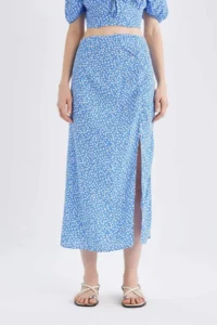 DeFacto A-Line Patterned Slit Moroccan Midi Skirt