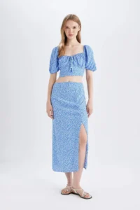 DeFacto A-Line Patterned Slit Moroccan Midi Skirt - Image 2