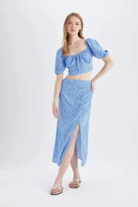 DeFacto A-Line Patterned Slit Moroccan Midi Skirt - Image 3