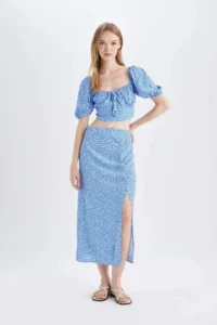 DeFacto A-Line Patterned Slit Moroccan Midi Skirt - Image 4