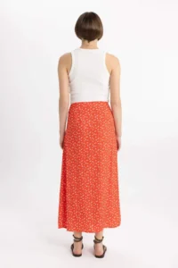 DeFacto A-Cut Floral Normal Waist Slit Midi Skirt - Image 6