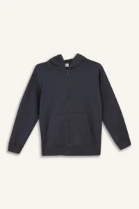 DeFacto Hooded Basic Plain School Zipper Sweatshirt Boy - Image 7