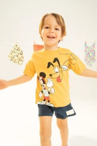 DeFacto Baby Boy Disney Mickey & Minnie Crew Neck Combed Cotton Short Sleeve T-Shirt - Image 2