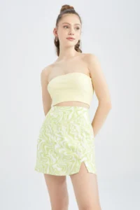 DeFacto Cool A-Cut Patterned Slit Mini Skirt X8830az22sm - Image 4