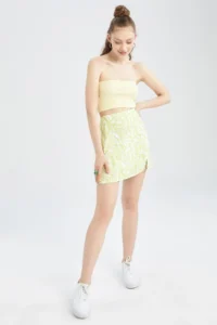 DeFacto Cool A-Cut Patterned Slit Mini Skirt X8830az22sm - Image 5