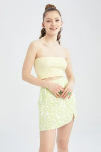 DeFacto Cool A-Cut Patterned Slit Mini Skirt X8830az22sm - Image 6