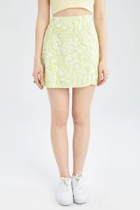 DeFacto Cool A-Cut Patterned Slit Mini Skirt X8830az22sm - Image 7