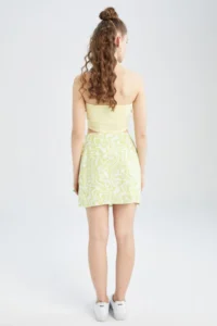 DeFacto Cool A-Cut Patterned Slit Mini Skirt X8830az22sm - Image 8