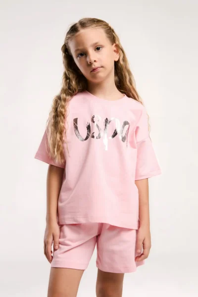 US Polo Assn. U.s. Polo Shirt Assn Girls' Cream Shorts Set
