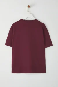 TRENDYOLMİLLA Burgundy 100% Thick Cotton Oversized/Wide Pach Embroidered Knitting T-Shirt - Image 6