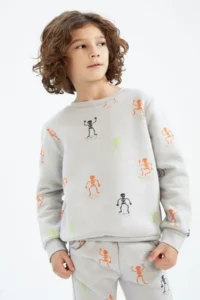 DeFacto Boy's Halloween Themed Crew Neck Sweatshirt - Image 6