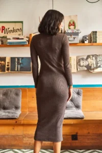 Olalook Women's Bitter Brown Lycra Long Camisole Dress - Image 3
