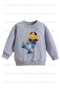 twins tailors Astronaut Printed 3 Pack Unisex Navy Blue-Grey-Black Crew Neck Kids Sweatshirt - Image 4