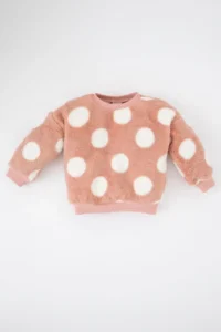 DeFacto Baby Girl Crew Neck Floral Welsoft Plush Sweatshirt