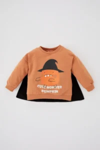 DeFacto Baby Boy Halloween Themed Crew Neck Sweatshirt Y8040a222wn