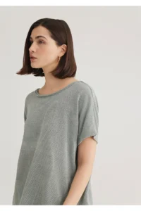 Mavi Textured Green Basic T-Shirt Loose Fit / Loose Fit -81325 - Image 3