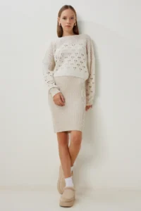 Happiness İstanbul Women Stone Knitwear Sweater Dress Set - Image 2