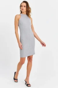 Cool & Sexy Women Gray Melange Camisole Sleeveless Dress - Image 2