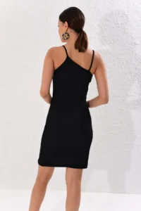 Cool & Sexy Women Black Cross Collar Camisole Dress - Image 4
