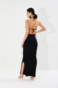 Cool & Sexy Women Black Waist Open Camisole Dress - Image 2