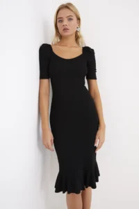 Cool & Sexy Women's Black Skirt Flounced Balloon Sleeve Camisole Maxi Dress - Image 3