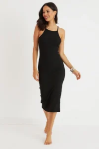 Cool & Sexy Women's Black Cross Back Camisole Maxi Dress - Image 5