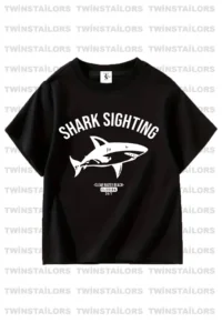 twins tailors Shark Sıghtıng Printed 3-Pack Unisex Black-White Kids T-Shirt - Image 2