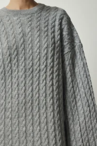 Happiness İstanbul Women's Gray Knitted Detailed Thick Oversize Knitwear Dress - Image 4