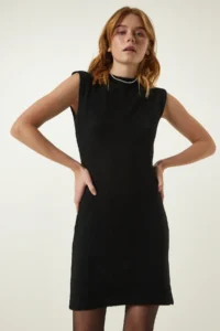 Happiness İstanbul Women Black Mini Knit Dress - Image 2