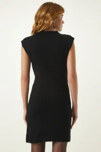 Happiness İstanbul Women Black Mini Knit Dress - Image 5