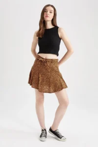 DeFacto Leopard Patterned with flywheel Mini Shorts Skirt Z1313az22au - Image 2