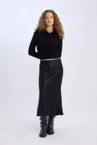 DeFacto A Cut Normal Waist Satin Maxi Skirt - Image 2