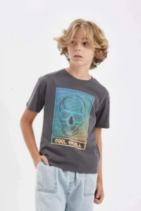 DeFacto Boy's Oversize Wide Fit Crew Neck Gradient Printed Short Sleeve T-Shirt