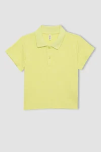 DeFacto Slim Fit Narrow Cut Polo Neck Basic Plain Ribbed Camisole Short Sleeve T-Shirt Girl Child - Image 5